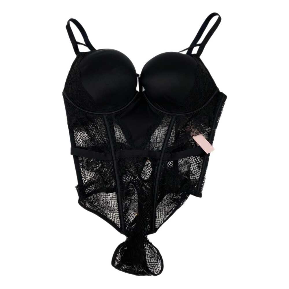 Victoria's Secret Black Lace Thong Bodysuit | Women’s Size L
